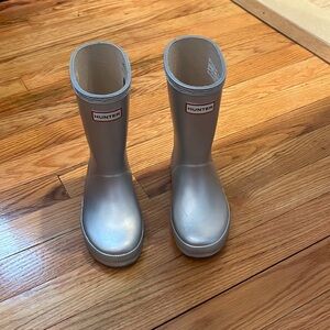Silver Metallic Hunter Rain Boots Size 11 Toddler Girl Waterproof